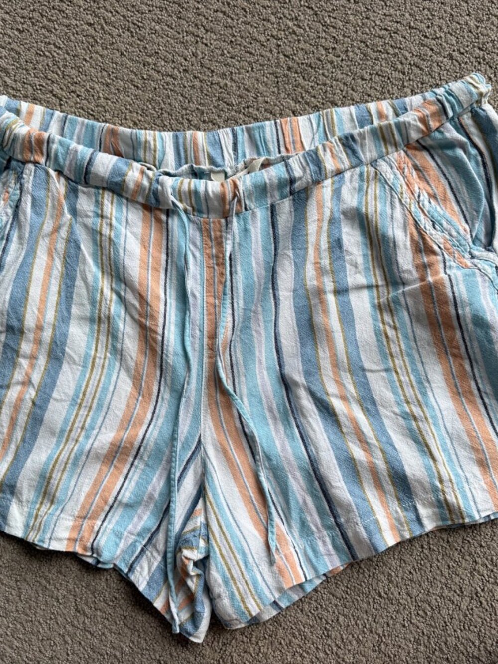 Briggs Pastel Striped Pull-On Shorts Blue Peach White